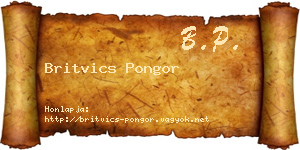 Britvics Pongor névjegykártya